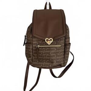 NWOT Juicy Couture Brown Logo Backpack with Magnetic Heart Lock
